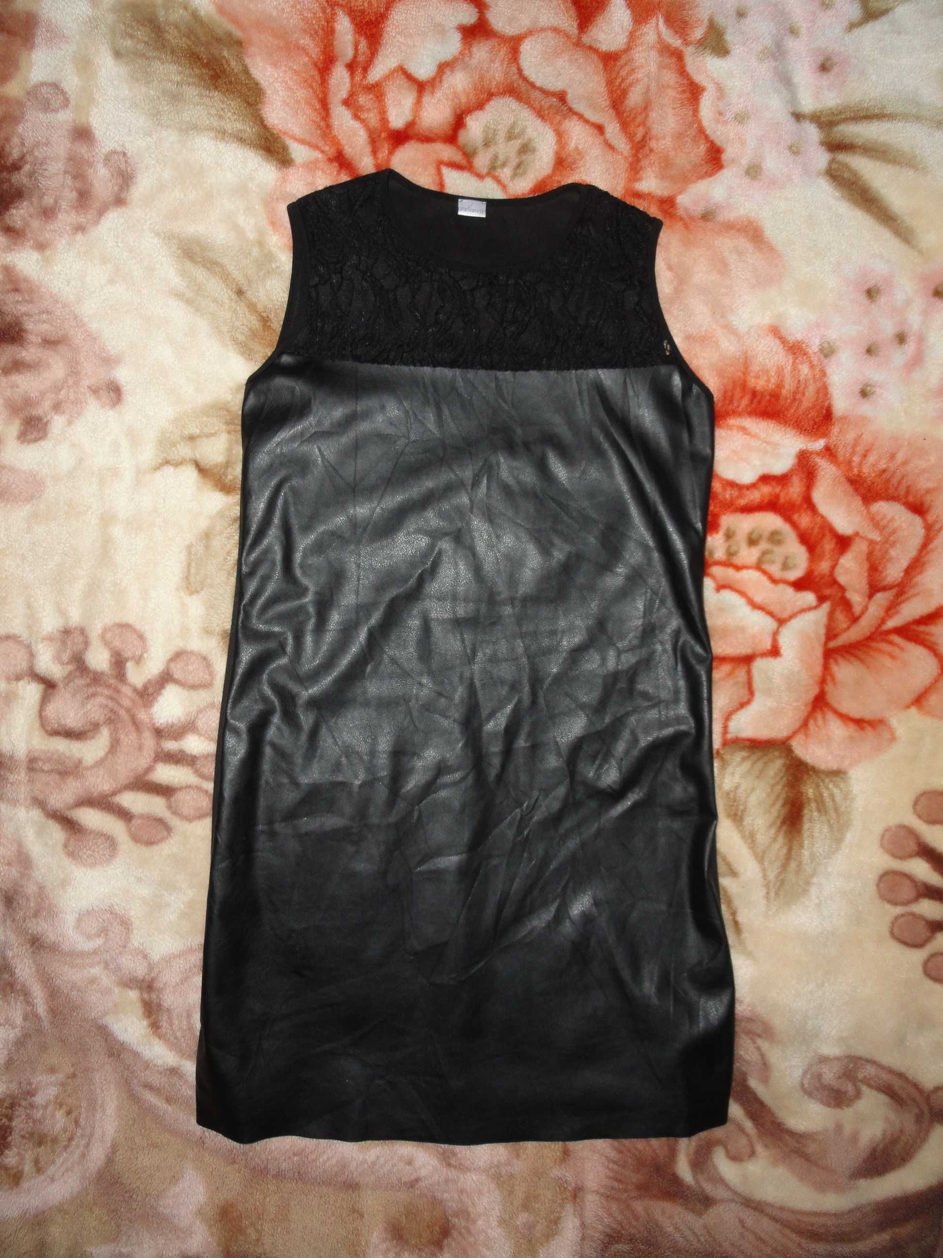 Стрейчевое кожаное платье (р.M эко кожа)