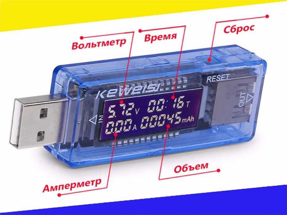 KWS-V20 USB тестер емкости батарей вольтметр амперметр мультиметр 4в1