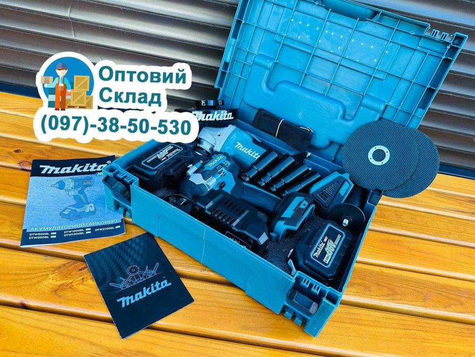 2/1 Макита Акумуляторний набор Болгарка DGA504 + Гайковерт DTW500 XGT