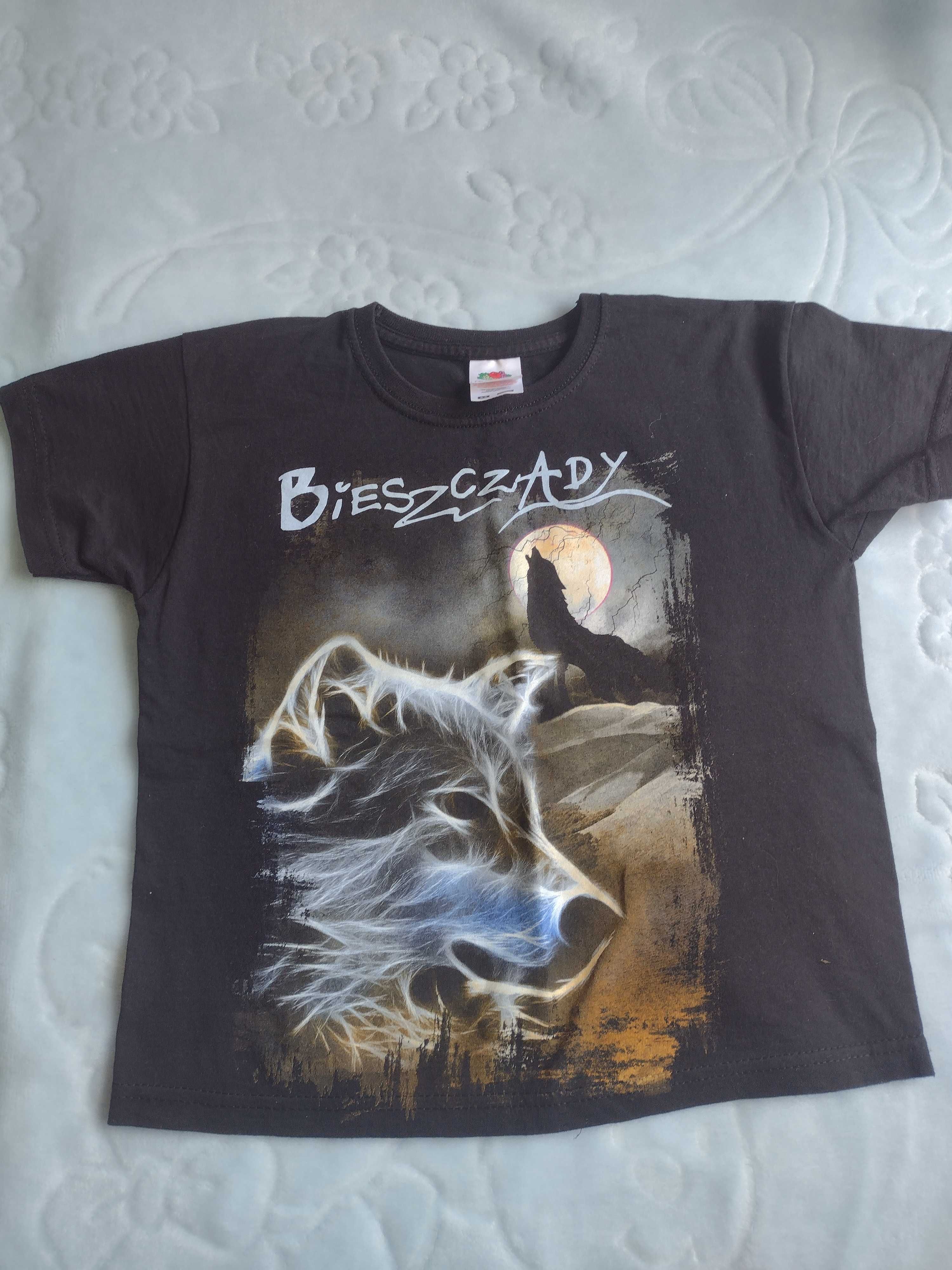 Koszulka t-shirt z wilkiem i napisem Bieszczady