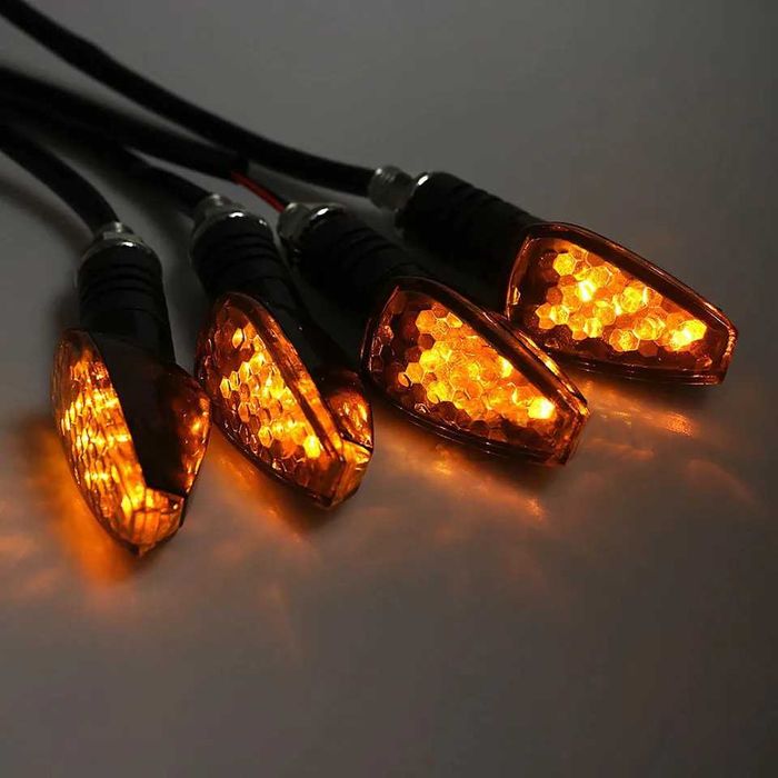 Par piscas LED curtos largos moto cafe racer