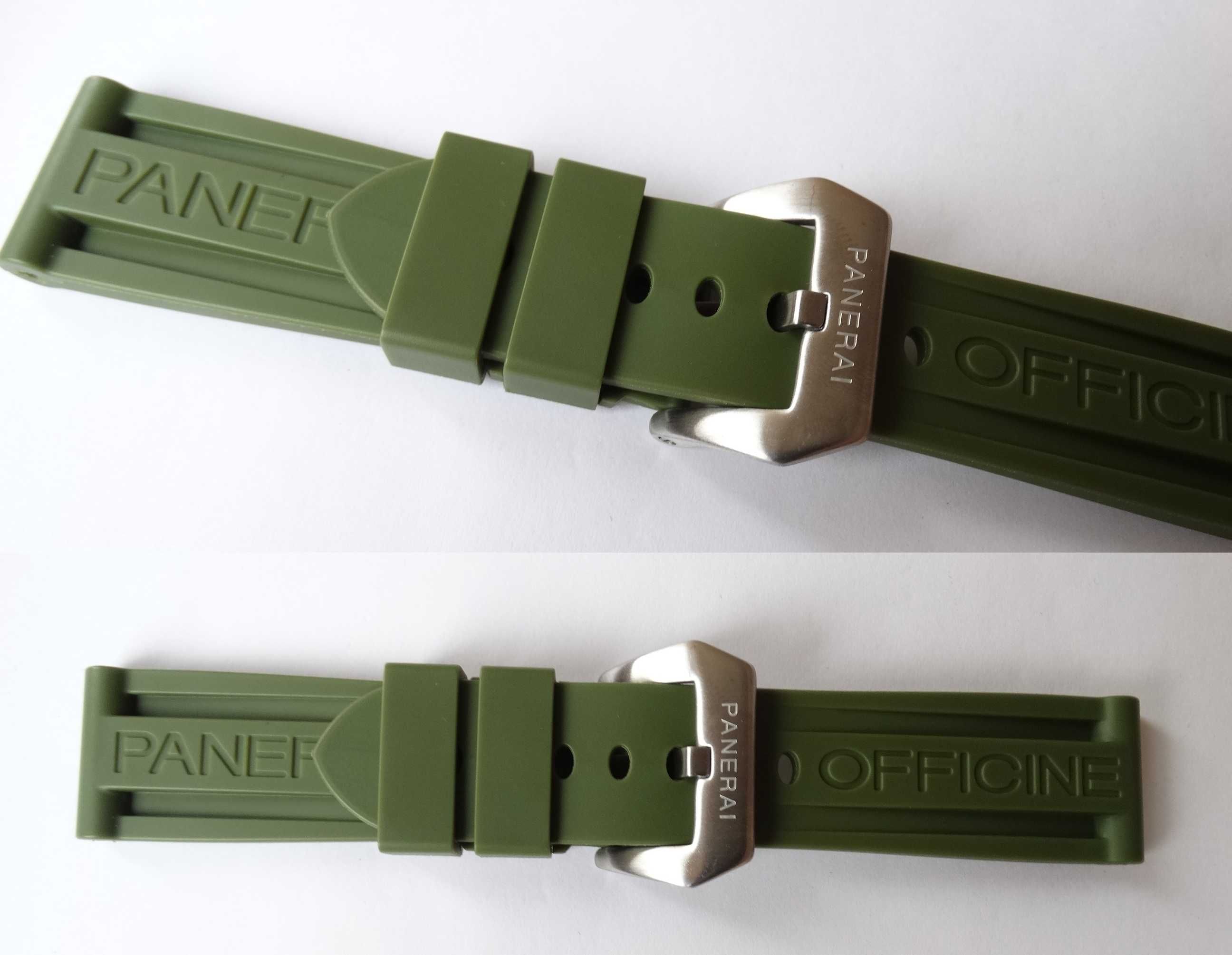 Gumowy pasek do zegarka PAM Panerai 24mm zielony czarny klamra pre-v