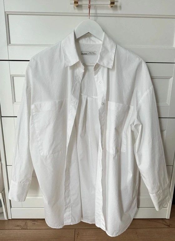 Biała bawełniana koszula oversize S Pull Bear bawełna damska