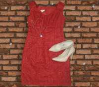 Elegancka czerwona sukienka święta sylwester studniówka wesele