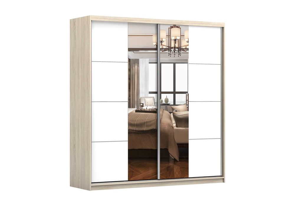 Szafa Przesuwna Pola 38 203 cm sonoma/biały- Idźczak Meble