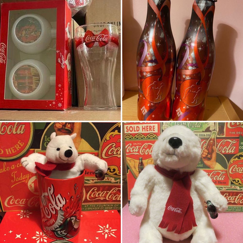 Artigos Pai Natal Coca Cola Bolas Garrafas urso copos