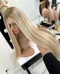 Peruka z włosów naturalnych mega długość blond