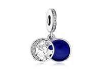 Srebrny Koralik Charms Beads Gwieździsta Noc Moon Bead122