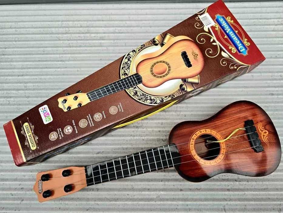 Brązowa gitara zabawka dla dziecka nowa instrument muzyczny