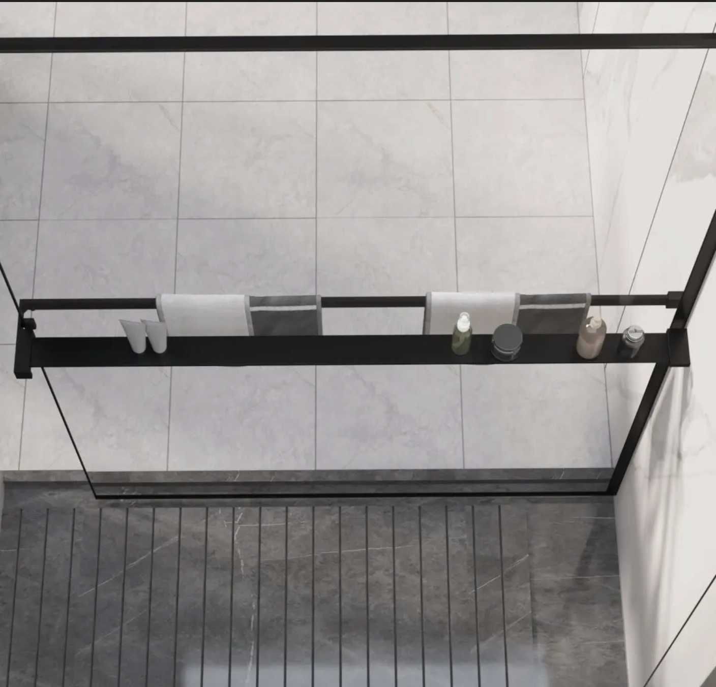 Półka prysznicowa do prysznica typu walk-in, czarna