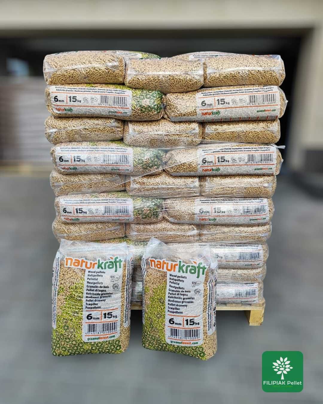Pelet NATURKRAFT certyfikowany EN+ A1 DIN+ 6mm