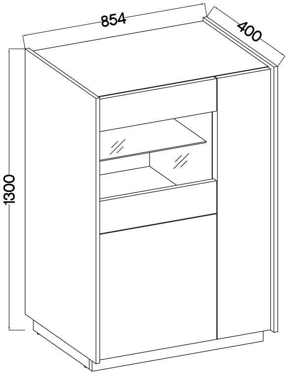 Witryna Niska 002 KODI 3D beż piaskowy / orzech okapi