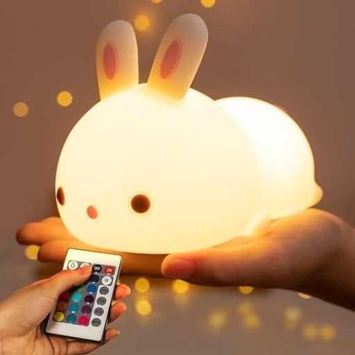 Lampka Nocna Dla Dzieci Słodki KRÓLIK - Lampa RGB Led