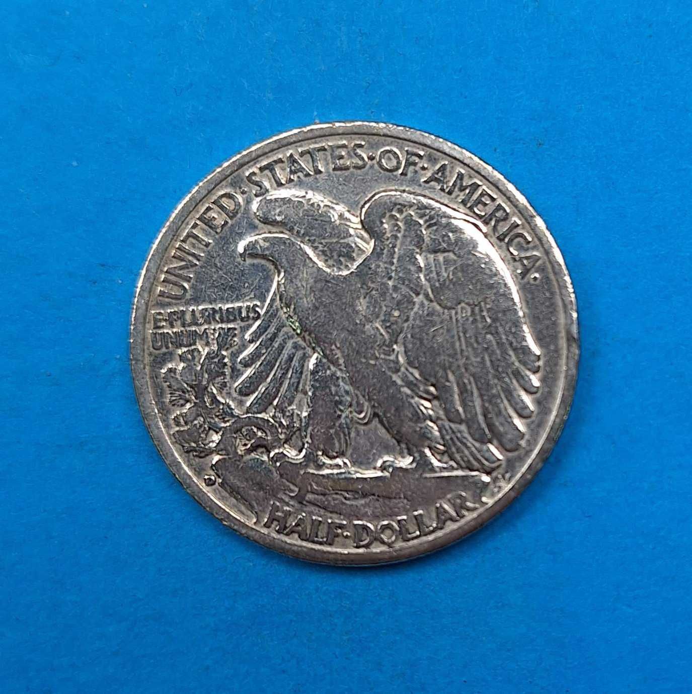 USA 1/2 dolara 1942 D, Walking Liberty, dobry stan, srebro 0,900