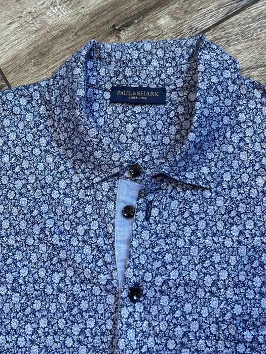 Meska Koszulka Polo PAUL & SHARK w kwiaty roz L Hologram Nowa Kolekcja