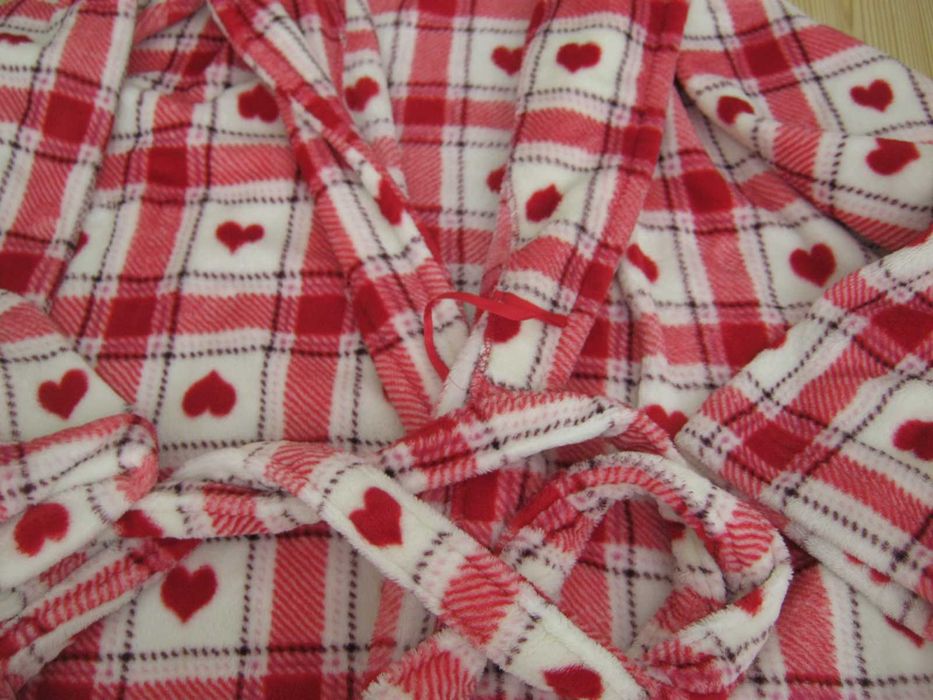 Szlafrok w kratkę i serduszka M&S kieszonki rozm 40