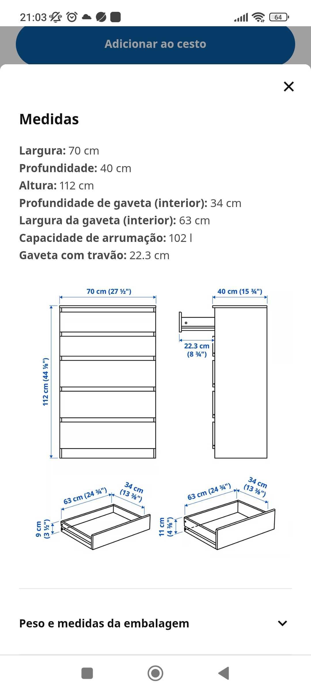 Cómoda 5 gavetas