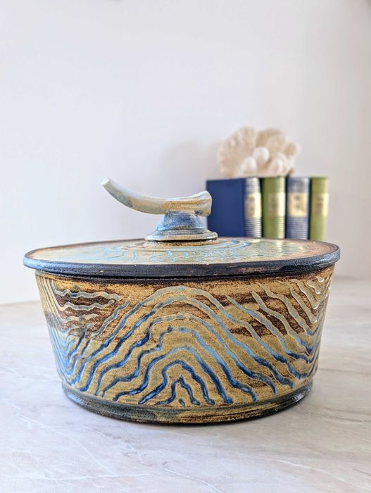 Duże ceramiczne naczynie z pokrywką West Virginia