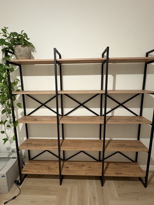 Regał loft drewno czarny minimalistyczny