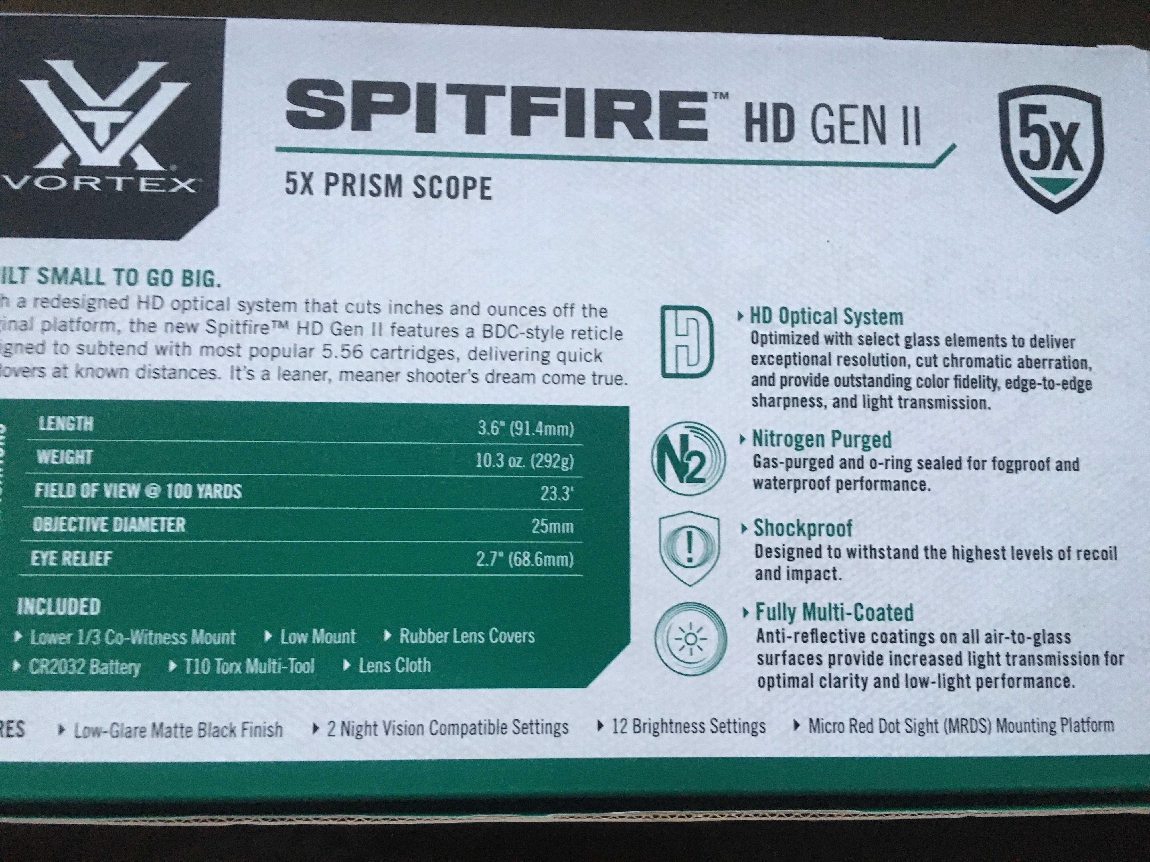 Коліматорний приціл VORTEX Spitfire HD Gen II 5x Prism Scope