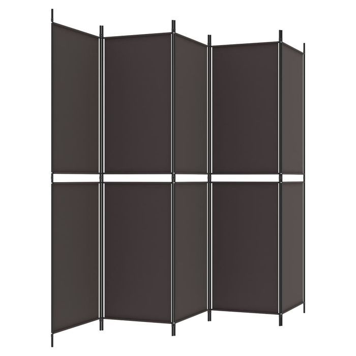 vidaXL Parawan 5-panelowy, brązowy, 250x200 cm, tkanina