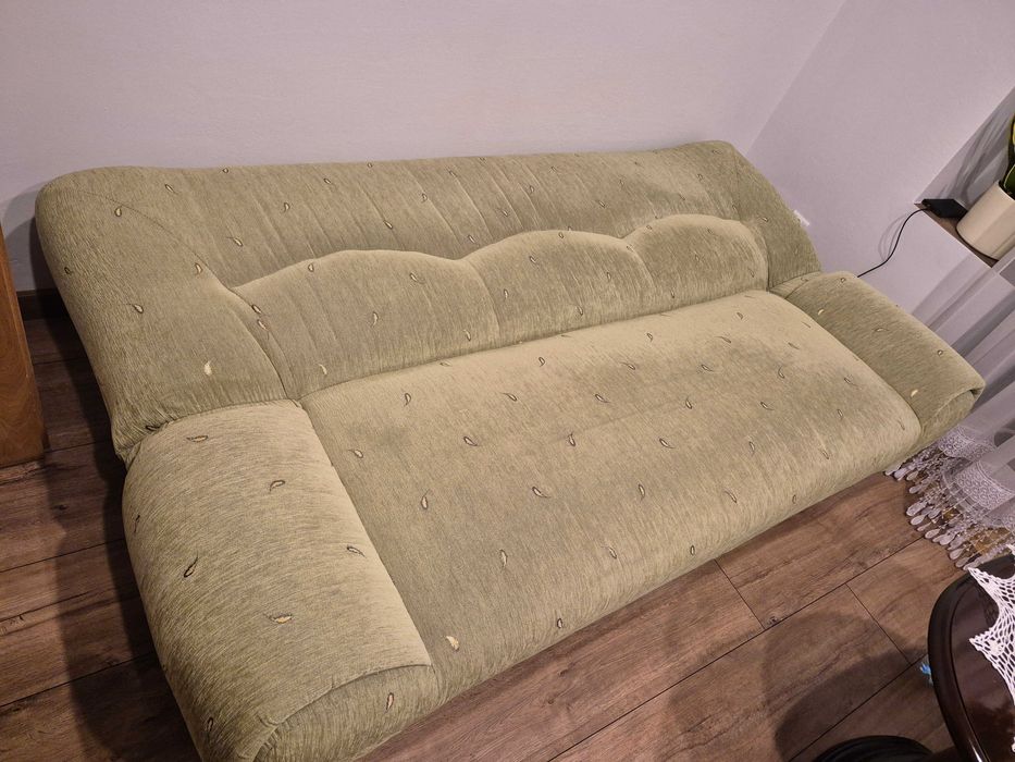 zestaw łóżko, kanapa, sofa rozkładana do spania fotel  kolor zielony