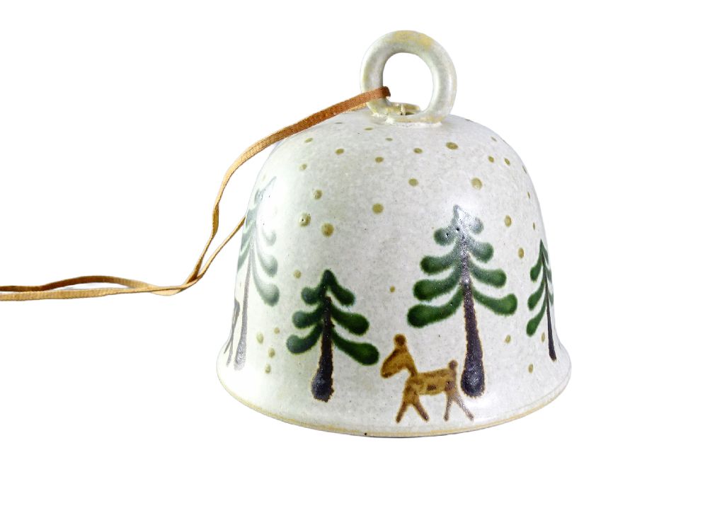 piękny ceramiczny dzwonje zima jelenie las