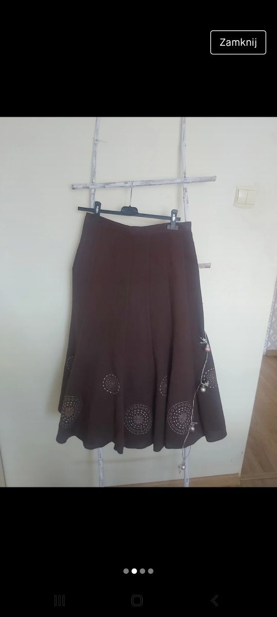 Długa rozkloszowana spódnica vintage M