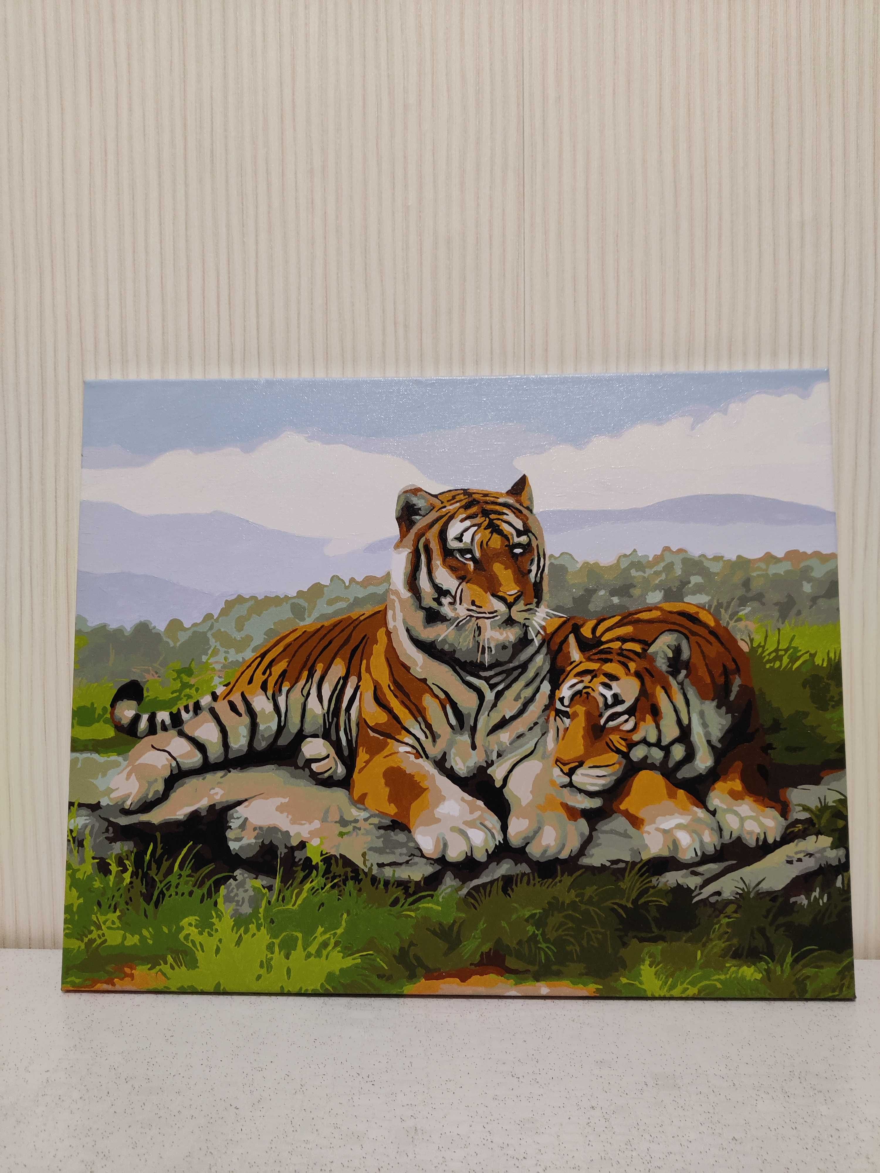 Картина намальована по номерам - Родина тигрів