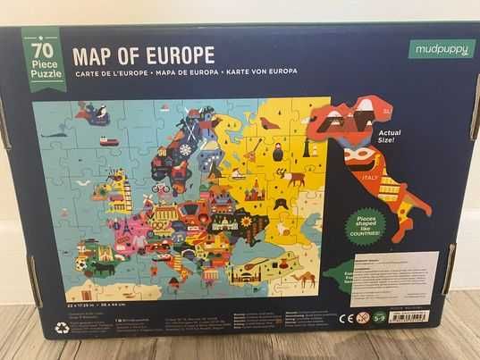 Puzzle mapa europy mudpuppy 70 elementow