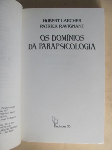 Os Domínios da Parapsicologia de Hubert Larcher e Patrick Ravignant