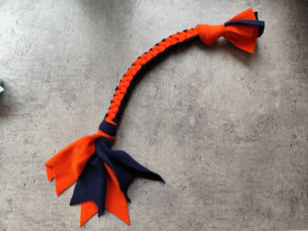 Szarpak dla psa polarowy pleciony handmade 70 cm