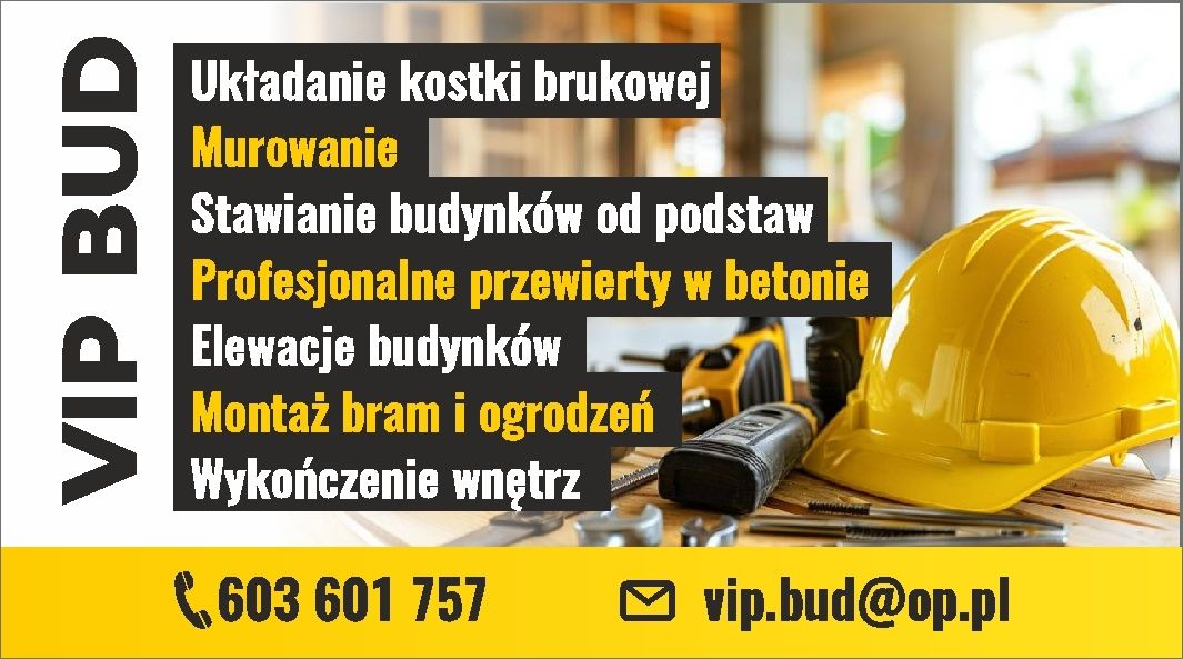 VIP-BUD BRUKARSTWO,Układanie kostki brukowej, Elewacje budynków