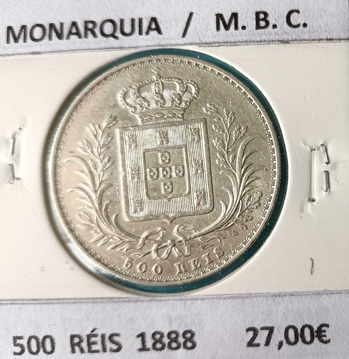 500 Réis ou 5 Tostões Prata Rei D. Luiz I « 4ª Dinastia »