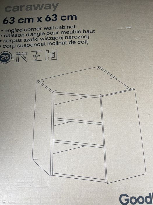 Korpus szafki kuchenej narożnej wiszącej