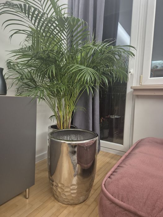 Donica Doniczka donica osłonka ceramiczna duża  nowa srebrna/  grafit