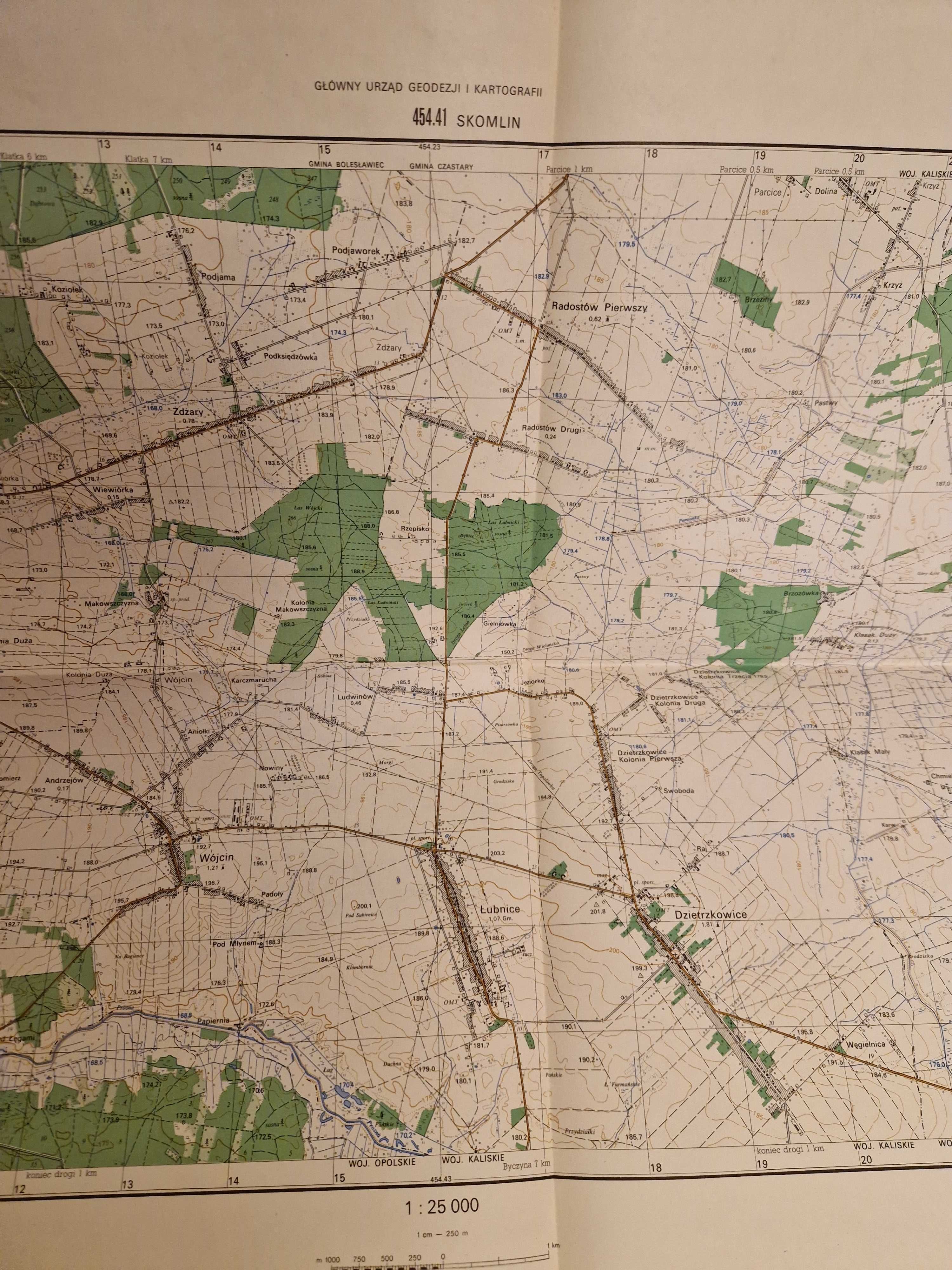 Mapa topograficzna 1:25 000 Skomlin 454.41