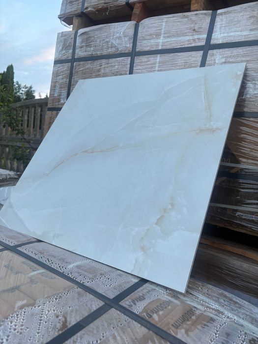 Płytki gresowe 60x60 ceramiczne podłoga, ściana poler BIEL Z MARMUREM