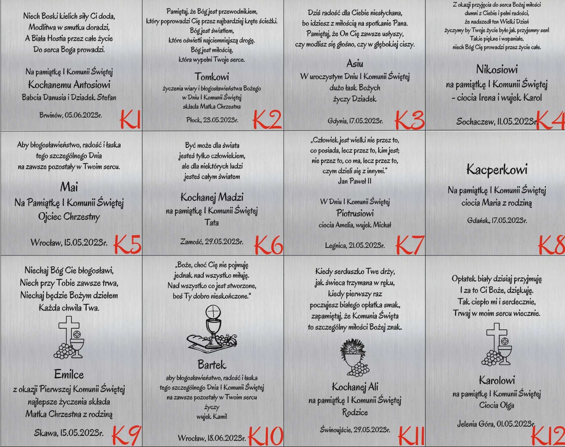 Pamiątka Komunii Dla Chłopca Srebrny Obrazek Grawer Pamiątka SERCE