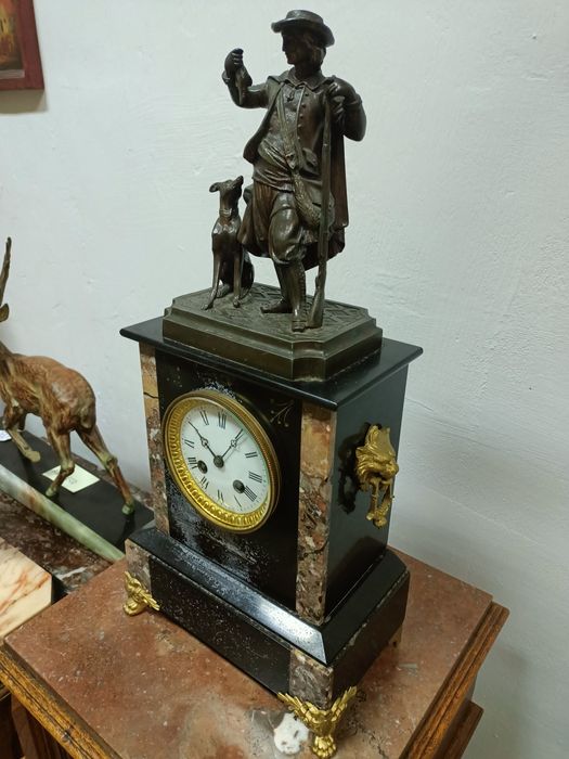 Stary zegar biurkowy antyczny brąz