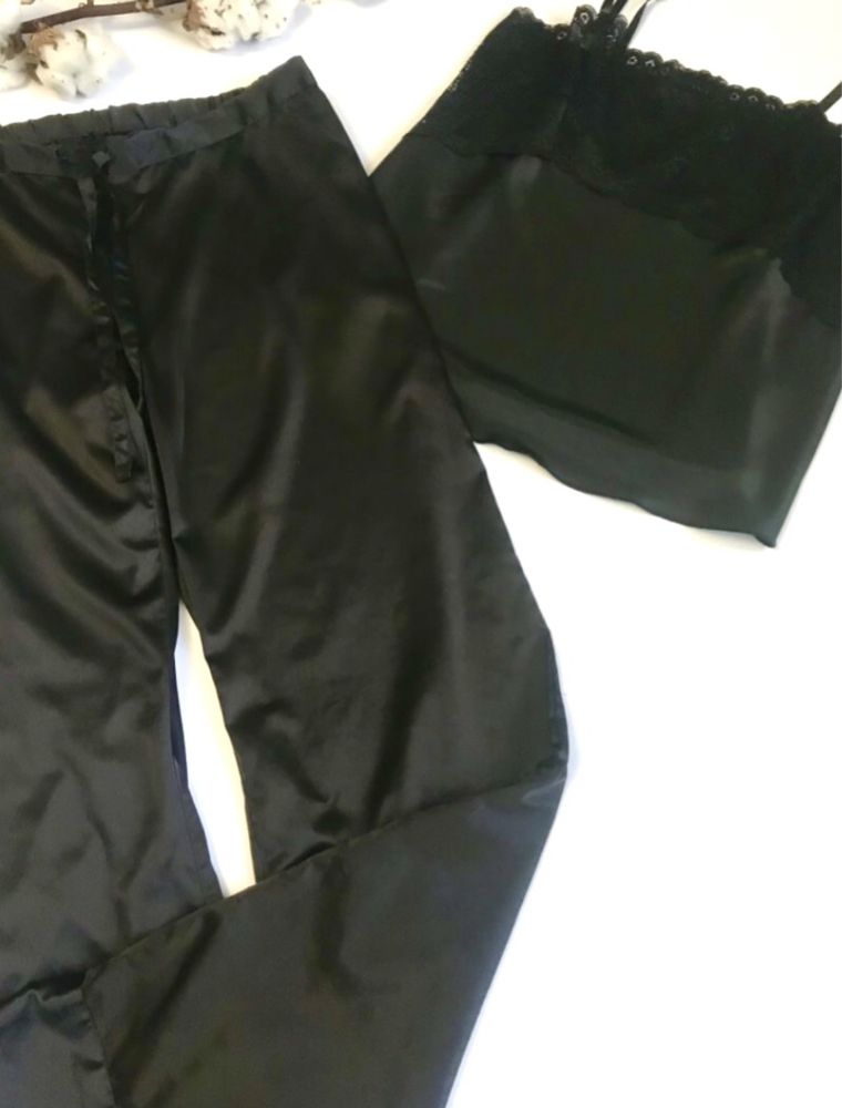 Піжама H&M. Сатин/Мереживо. Чорна. М розмір.
