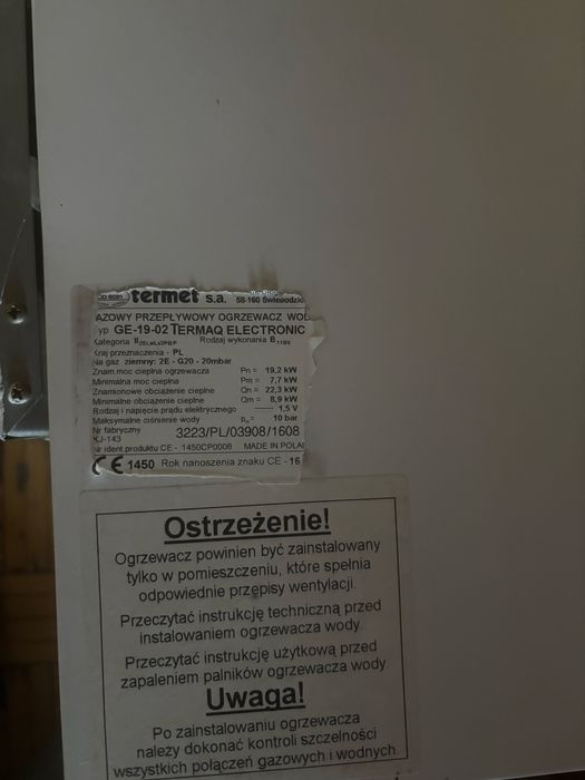 Gazowy przepływowy ogrzewacz wody Termaq Electronic