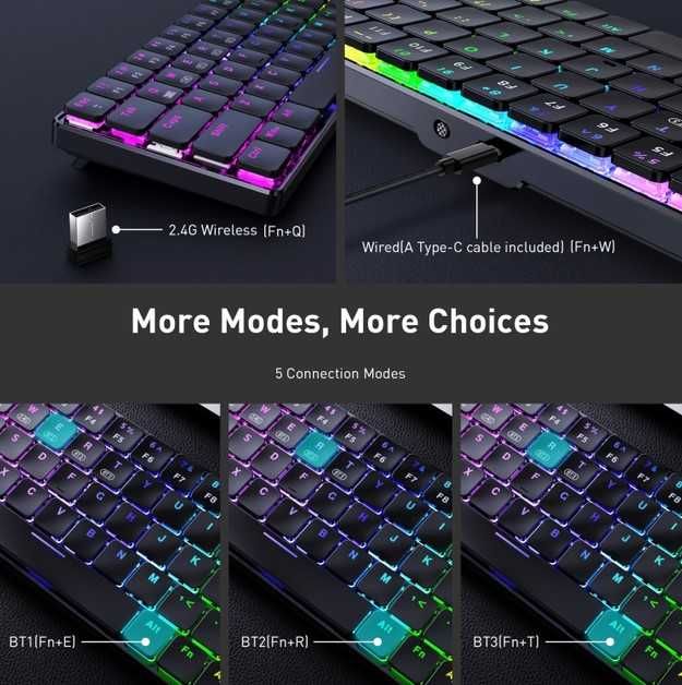 Onikuma G29 бездротова механічна клавіатура 60% low-profile RGB
