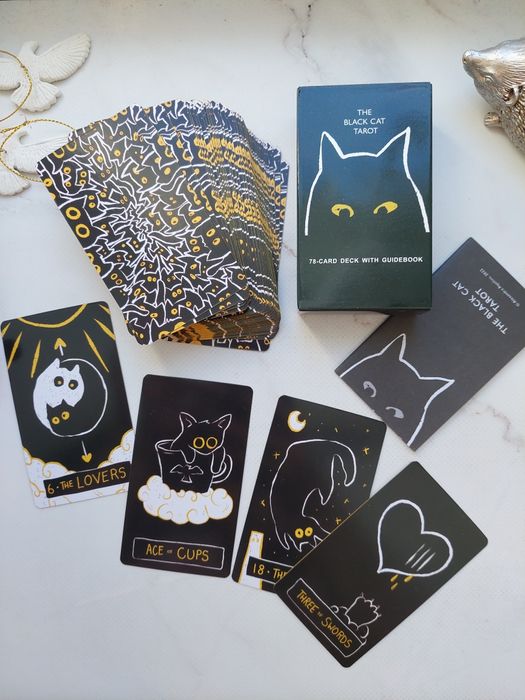 Колода Таро котяча The black cat tarot, золотий зріз,супер якість