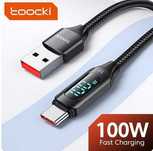 Kabel do ładowania TOOCKI USB-C USB 100W 480 Mbs 2m z wyświetlaczem