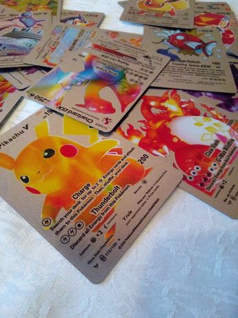 Karty Pokemon Metalowe Srebrne Zestaw 10 kart + gratis