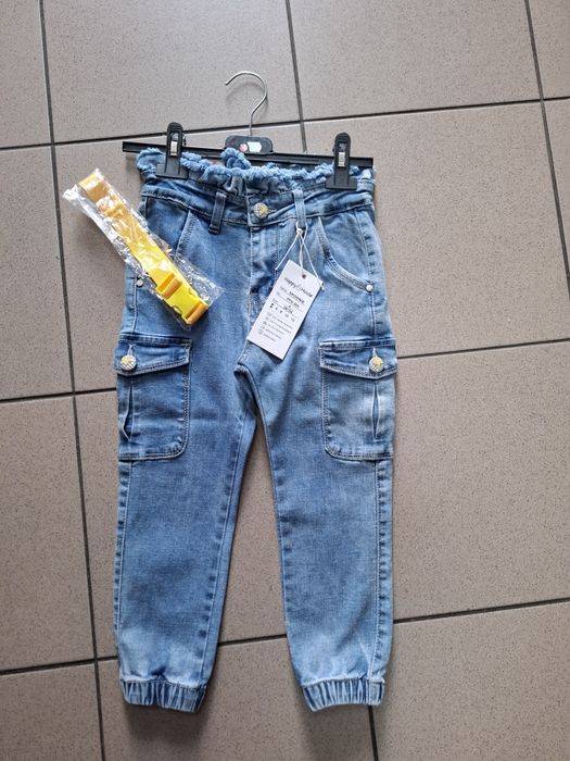Nowe spodnie dżinsowe dziewczynka 98/104 paka 3 sztuki