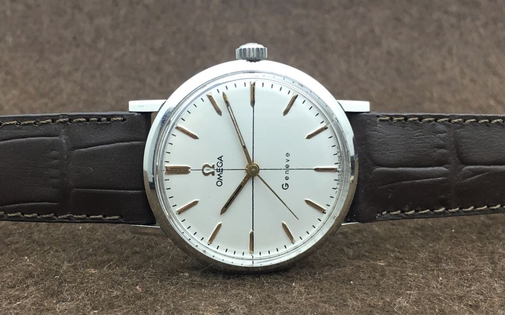 Omega Genève, cross dial,vintage,cal 601, homem, caixas aço , anos 60