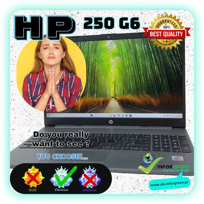 Portátil HP 250 G6 i5-7300u W11 32GB e 512GB - Escolha > PLATINA