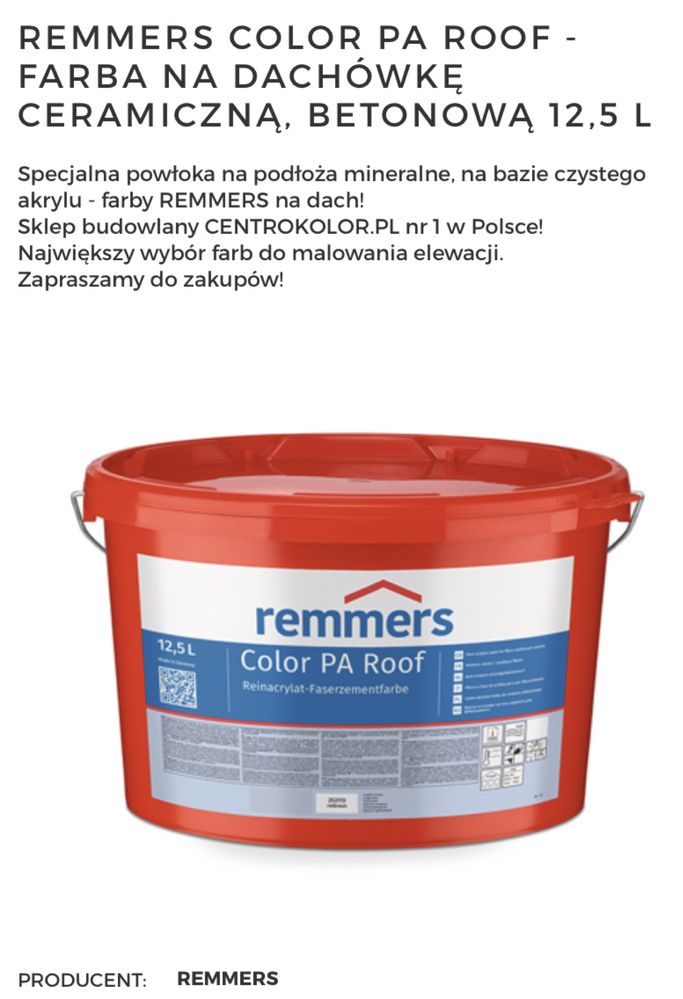 Farba 3 opakowania na dachówkę REMMERS 12,5 l